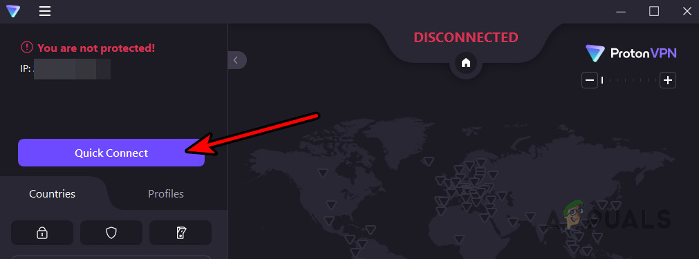 Connect the Proton VPN to a VPN Location