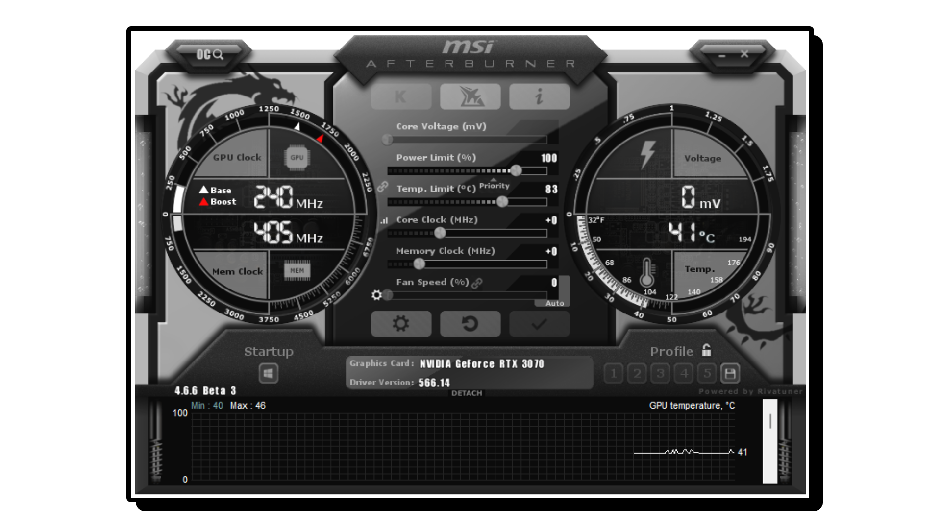 MSI Afterburner interface