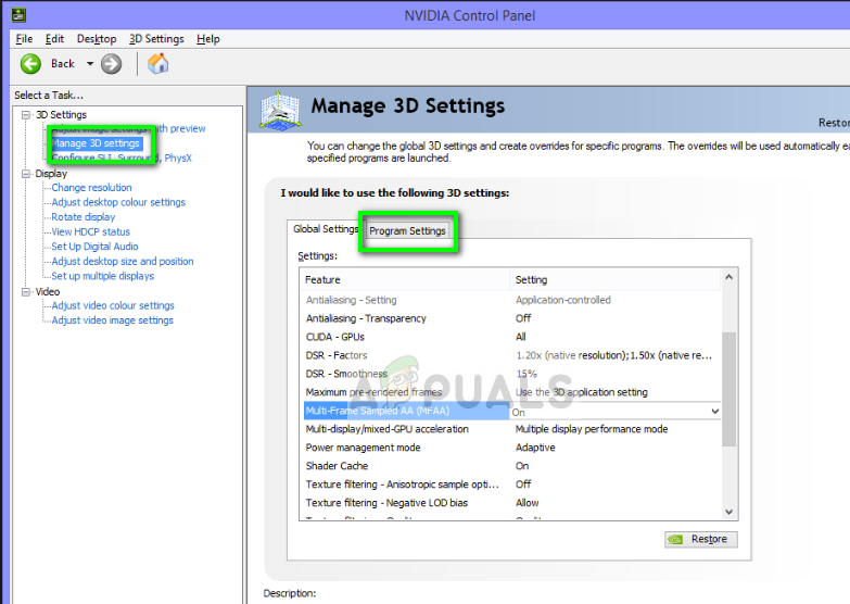 Changing NVIDIA graphics settings